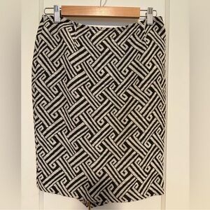 Lafayette 148 New York Black and White Geometric Pencil Skirt